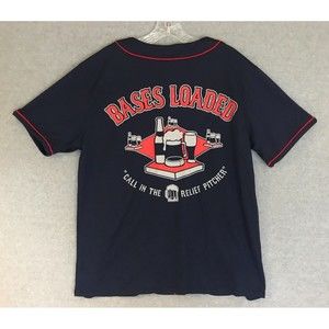 Beer & Baseball Jersey Shirt Mens Medium "Bases Loaded Call In Relief Pitcher"‎